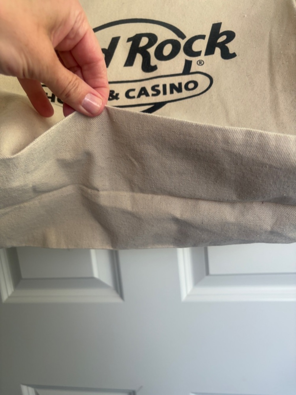 Like new large Hard Rock Hotel & Casino Tulsa Canvas Tote - Black & Cream. - Picture 3 of 8